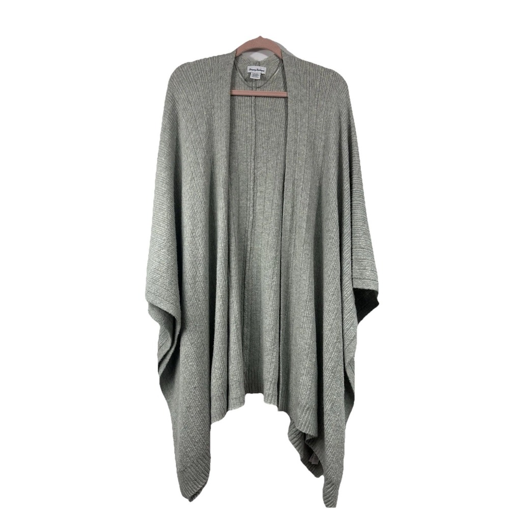 Tommy‎ Bahama Heather Grey Open Front Shawl Cozy Jetset Travel Wrap OS Coastal